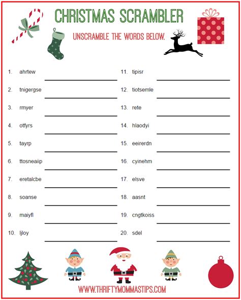 Christmas Scrambler Free Kids Puzzle Printables - Thrifty Mommas Tips