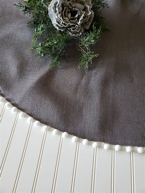 Christmas Tree Skirt Steel Gray Burlap Modern Farmhouse Etsy