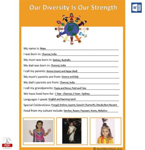 Harmony Day Template Parent Input Form Aussie