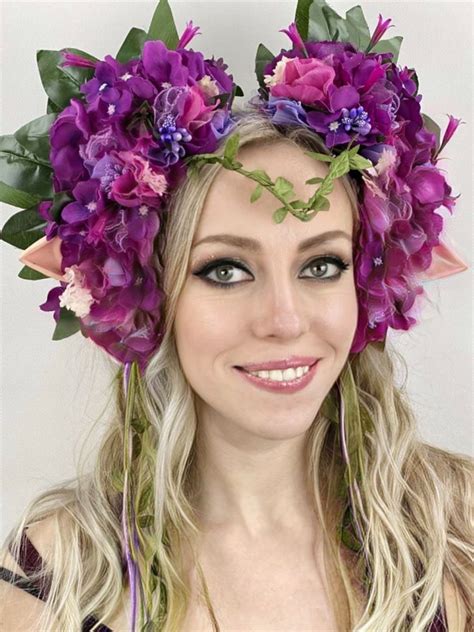 Elf Flower Headdress Violet Flower Crown Large Purple Headpiece