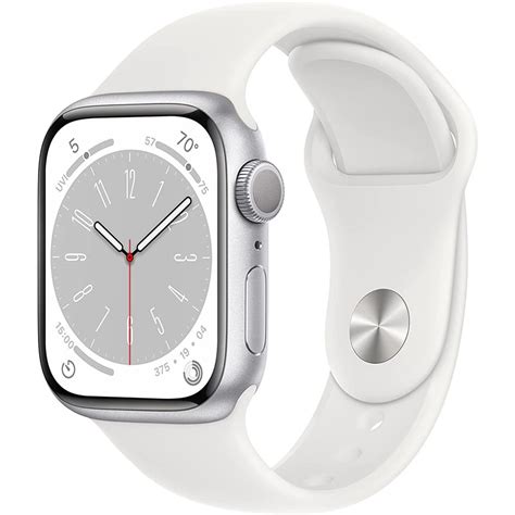 montre apple watch series 8 gps boîtier en aluminium argenté de 41 mm avec bracelet sport blanc