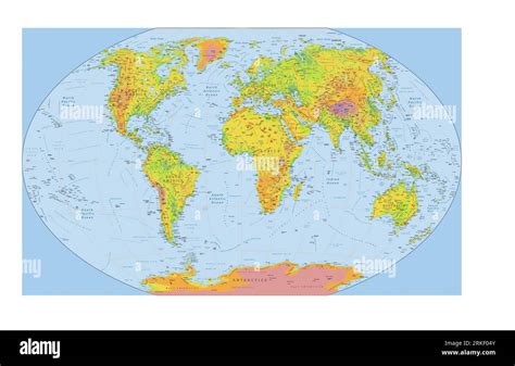 Physical World Map Winkel Tripel Projection Stock Vector Image And Art
