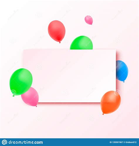 Blank Banner With Color Balloons Vector Festive Background Happy