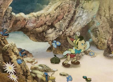 Pinocchio Production Cel Courvoisier Setup With Key Background Artwork