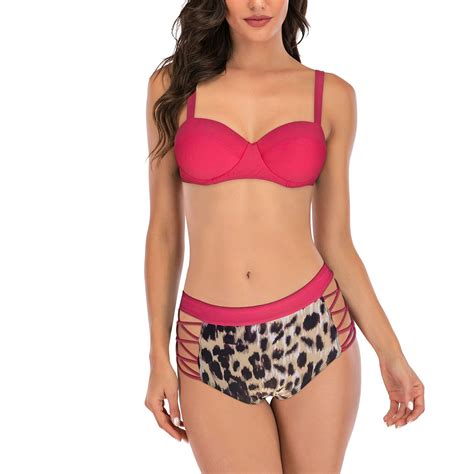 Swimsuit Beachwear Sexy Wave Cover Up Split Bikini Female Leopard
