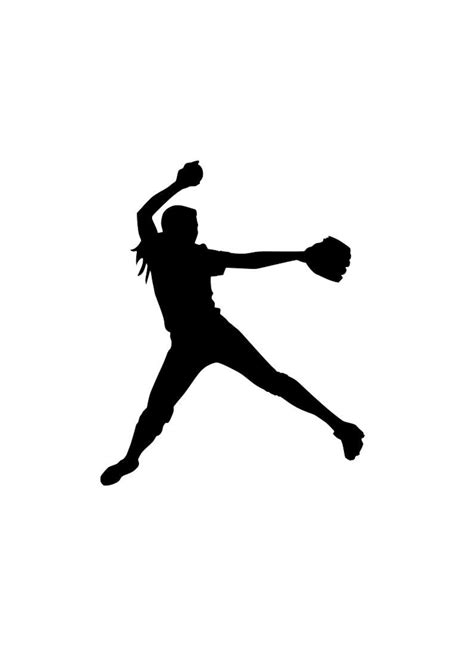 Softball Pitcher Svg Silhouette Decal Outline Logo Cricut Etsy