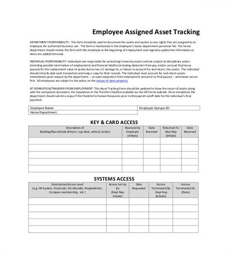 8 Asset Tracking Templates Free Sample Example Format Download