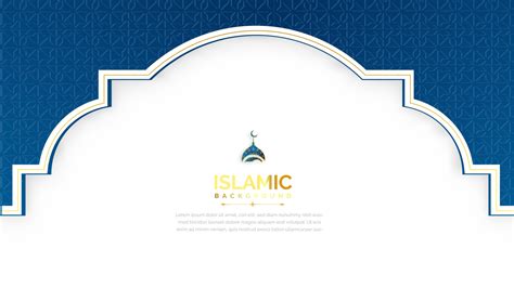 Islamic Banner With White And Blue Background And Islamic Pattern