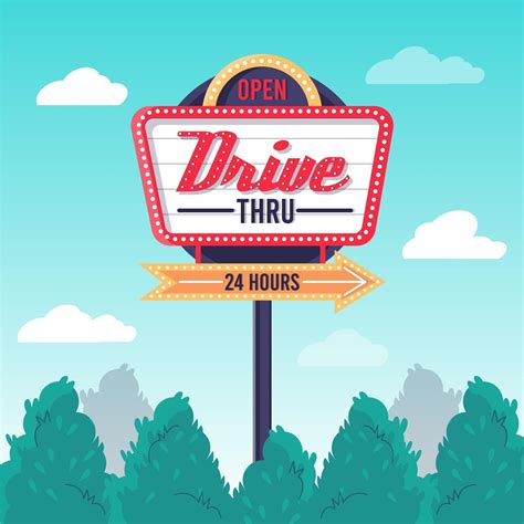 Drive Thru Sign On Nature Background Download Free Vectors Clipart