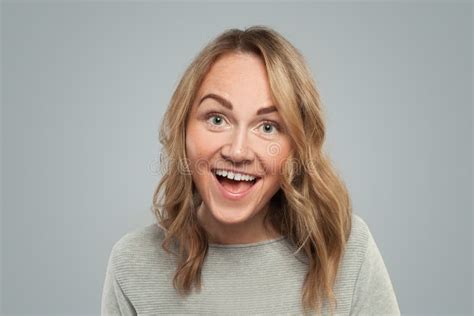 Laughing Woman On White Background Portrait Stock Photo Image Of