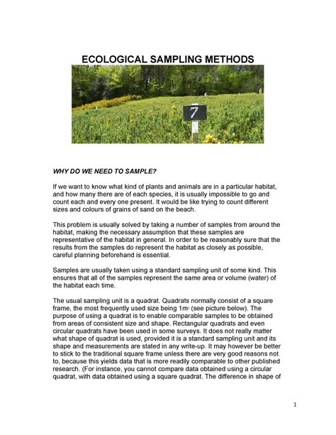Ecological Field Studies Ecological Sampling Methods Why Do We Need