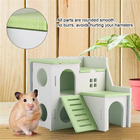 Otviap Hamster Play House Wooden Assembled Villa Pet Nest House Double