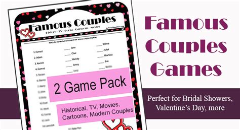 famous couples game free printable