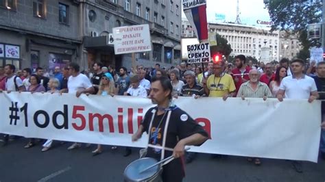 Serbian Anti Government Protesters Stand By Veterans
