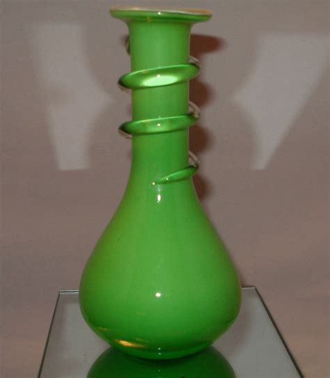 Lime Green Handblown Case Glass Vase