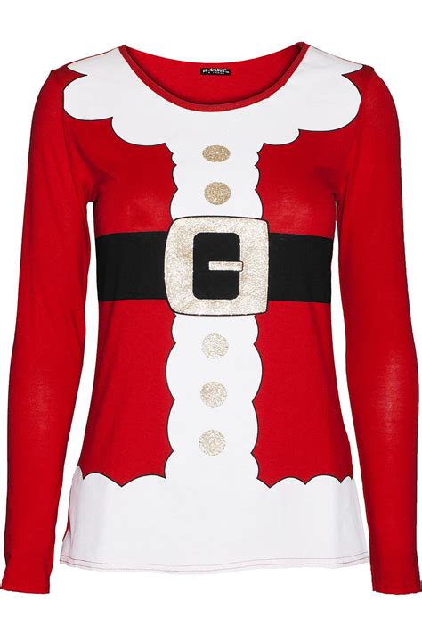 New Womens Christmas Reindeer Gingerbread Santa Ladies Long Sleeve T