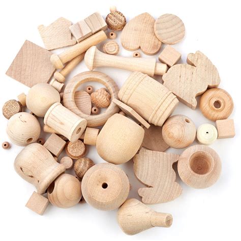 Unfinished Wood Pieces and Parts Assortment - Shaker Pegs and Wood ...