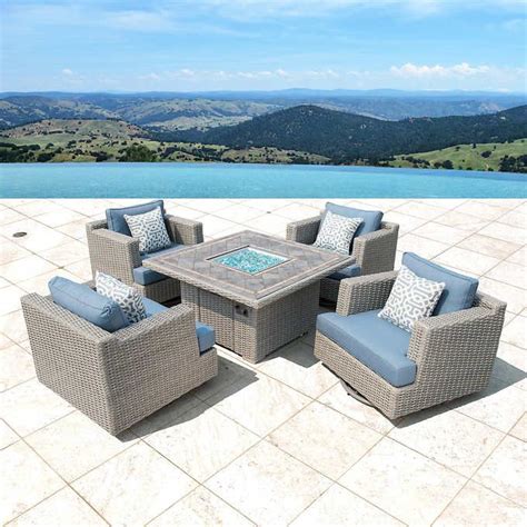 Whether you're looking for a round outdoor dining table or an entire set made for large gatherings, sam's club® has the outdoor furniture you need at affordable prices. Niko 5-piece Fire Chat Set in Slate | Fire pit sets ...