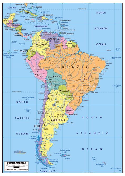 Mapa Político Grande De América Del Sur Con Las Carreteras Y Ciudades