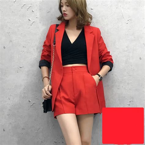 Fashion Suit Female Occupation Spring New Korean Slim Small Suit High Waist Was Thin Shorts Two