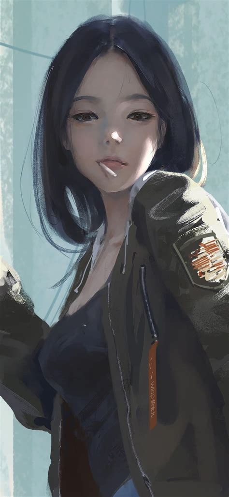 Girl In Jacket Digital Art Girl Anime Art Girl Character Art