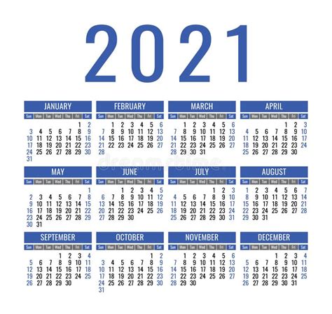 Calendario 2021 Con Números Grandes Stock De Ilustración Ilustración De Acontecimiento Marzo