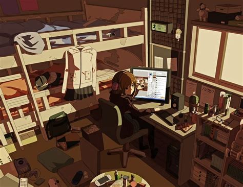 Drawing In Her Room Original Moescape Japan Anime City Aesthetic