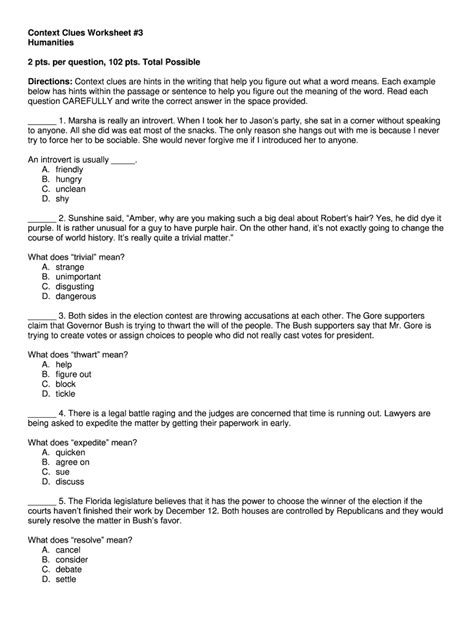 Derivative worksheet with answers pdf. Context Clues Worksheet 2 Humanities Answer Key - Fill Out ...