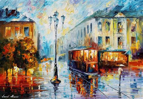 Left — old canvas on original stretchers; OLD STREET — PALETTE KNIFE Oil Painting Art On Canvas By ...