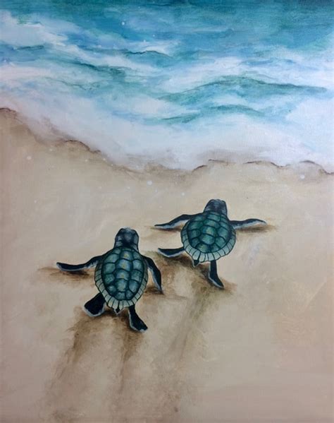 Baby Sea Turtles On X Canvas Uncorked Creations Binghamton