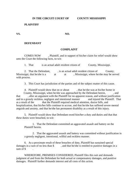 Civil Assault Battery Form Fill Out And Sign Printable Pdf Template