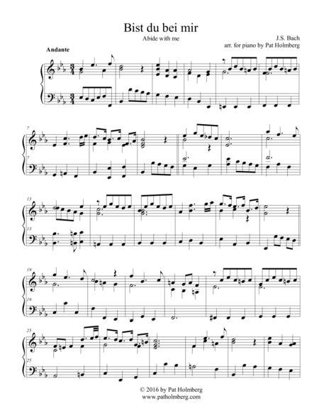 Free Sheet Music Bach Johann Sebastian Bist Du Bei Mir Piano Solo
