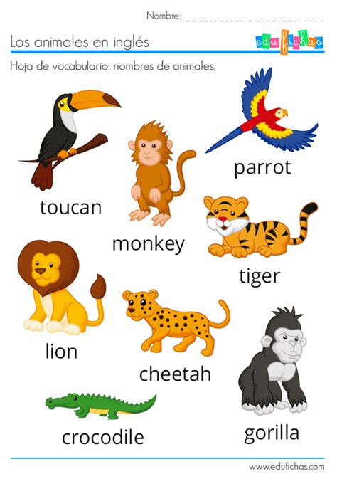 Descarga las tarjetas de animales aqui. ANIMALES EN INGLÉS | Vocabulario + Ejercicios + Flashcards | Animales en ingles, Ingles para ...