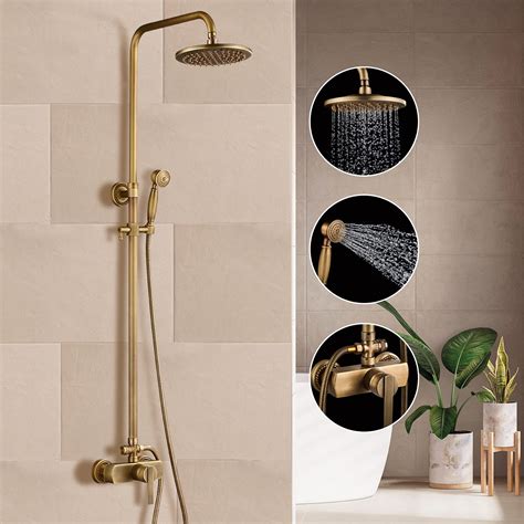 Buy Solepearl Shower Tap Set Antique Brass Shower Faucet Vintage Shower System Includes