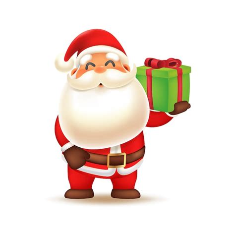 Linda Santa Claus Con Caja De Regalo Vector Premium