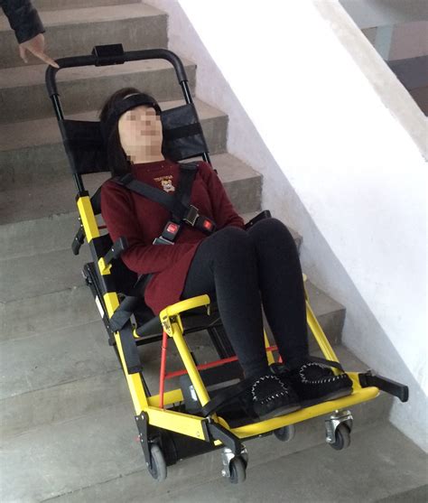 Skid needs just one trained person to evacuate a person safely on stairs without effort. Handicapped Medical Emergency Evacuation Stair Chair ...