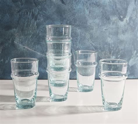 Moroccan Stackable Recycled Drinking Glasses Set Of 6 Pottery Barn