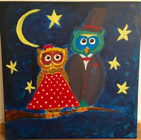 Night Owls Acrylics On Canvas Geraldine Fidelma Art