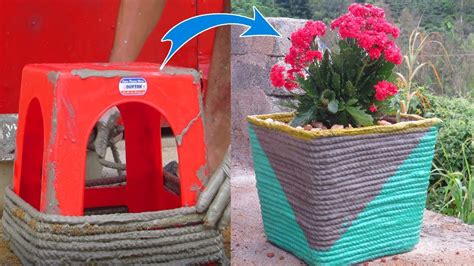 Easy and beautiful Making Flower Pots from Rope & Cement DIY cement at