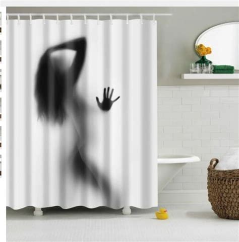 High Quality Waterproof Women Shadow Shower Curtain With Hooks Sexy