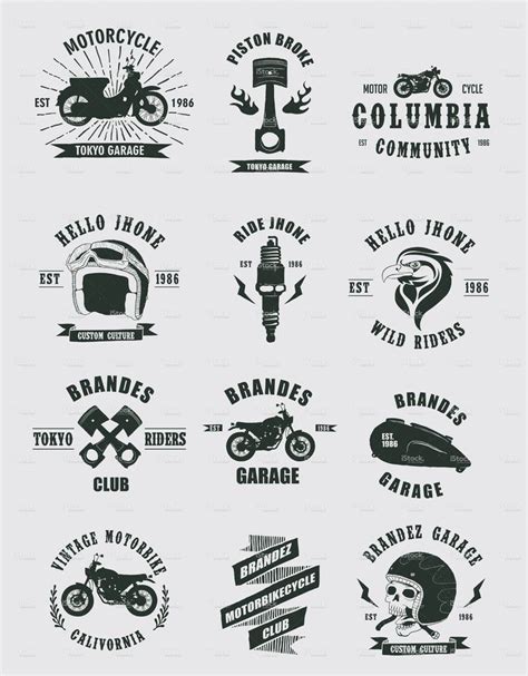 Vintage Badges Motorcycle Stock Illustration Download Image Now