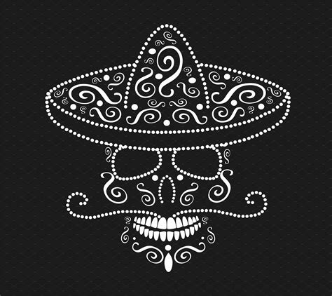 Mexican Skull Icon With Sombrero Pre Designed Illustrator Graphics