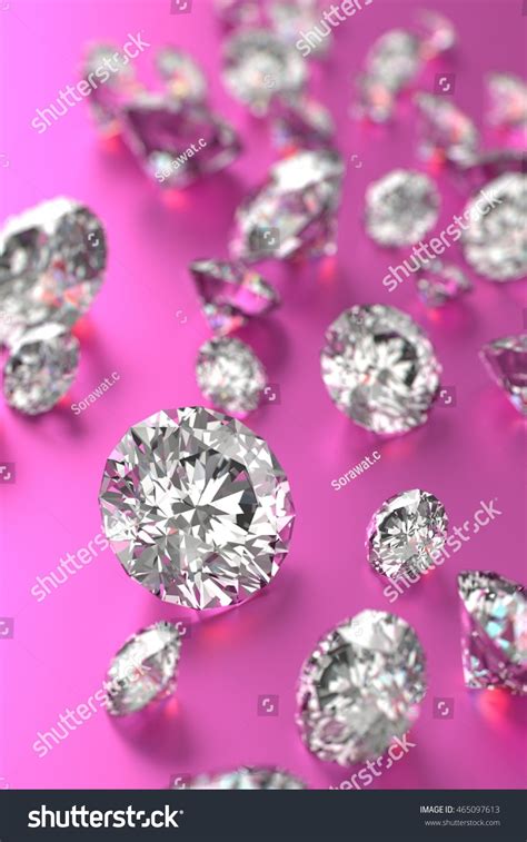 3d Rendering Luxury Diamonds On Pink Stock Illustration 465097613