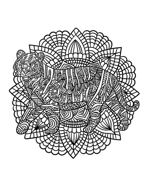 Tiger Mandala Coloring Pages For Adults Stock Vector Illustration Of