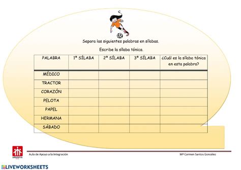 Ejercicio de Trabajamos las sílabas