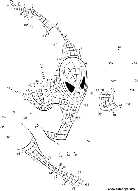 coloriage point  relier spiderman super hero dessin points  relier