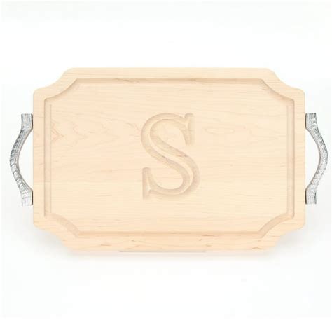 Bigwood Boards Monogrammed Maple 12x18 Cutting Board With Rope Handles