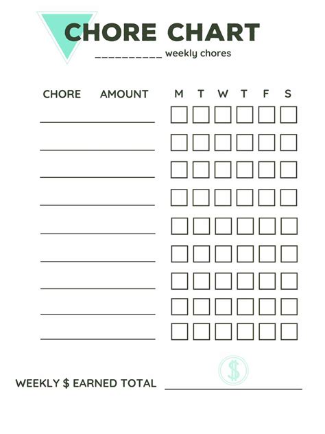 Free Printable Weekly Chore Chart For Adults
