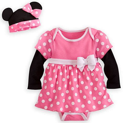 Minnie Mouse Pink Disney Cuddly Bodysuit Dress Set For Baby