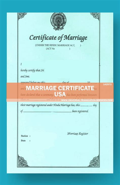 Marriage Certificate Translation Template From Usa 15page